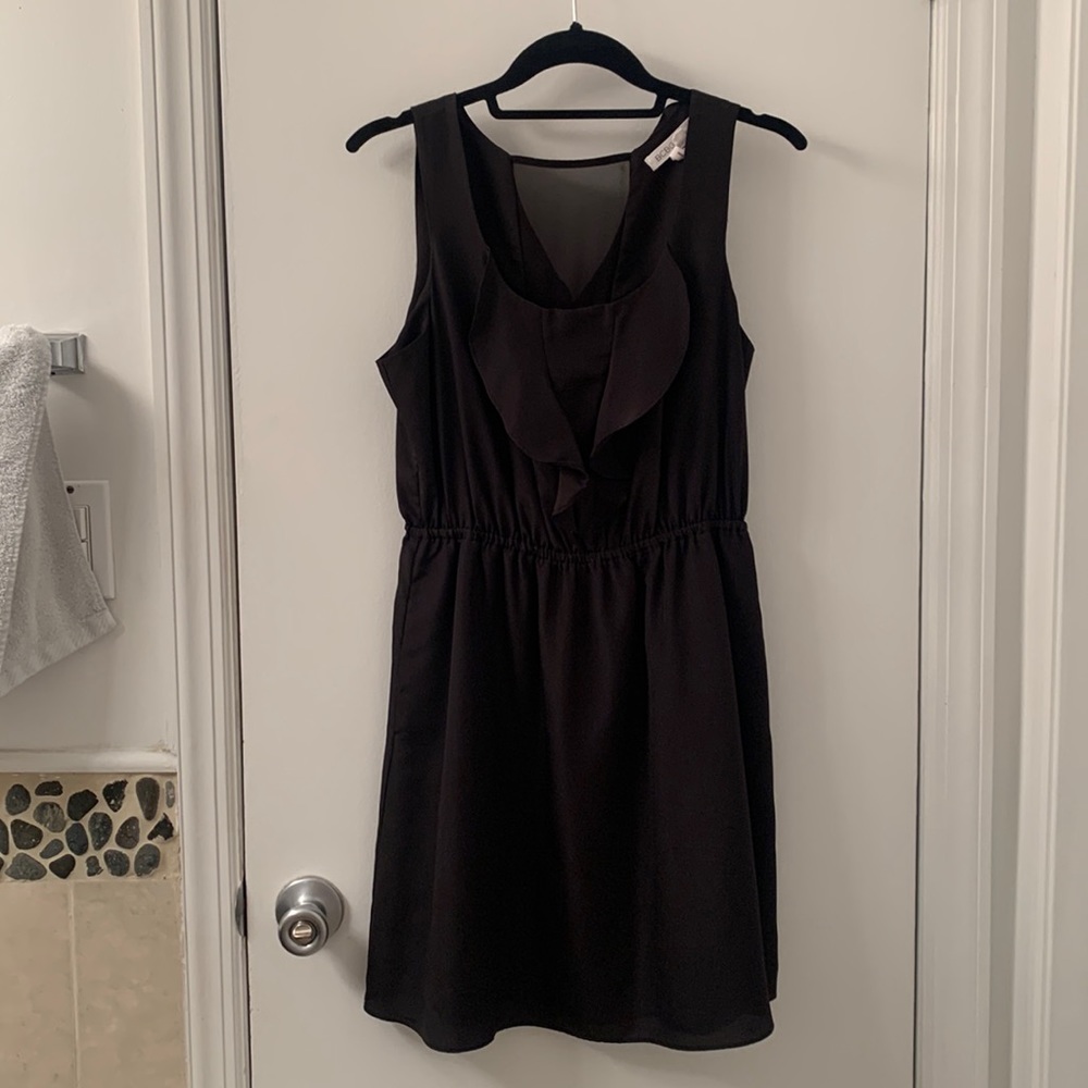 BCBG generation sleeveless dress with ruffles and see-through back section LBD